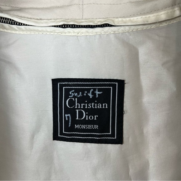 VTG Christian Dior Monsieur Tan Wool Trench Coat Removable Lining Mens Sz 48R XL - Picture 4 of 12